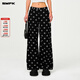 SMFK十字經(jīng)典闊腿牛仔褲復古寬松休閑百搭明星同款PD005BJ/BG/LG/CW 黑花園 S