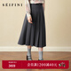 詩(shī)凡黎（‘S EIFINI）詩(shī)凡黎經(jīng)典學(xué)院風(fēng)JK解構半身裙2025秋新款高腰顯瘦通勤百搭百褶裙 深灰 長(cháng)裙 M