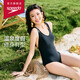 速比濤（Speedo）泳衣女靈感系列夏夜雙肩帶性感露背溫泉度假防曬連體泳衣 黑色 38
