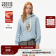 Teenie Weenie小熊秋冬裝學(xué)院風(fēng)藍色T恤索羅娜加絨連帽衛衣套頭衫 淺藍色 S (160)