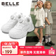 百麗童鞋【免系旋扣】?jì)和\動(dòng)鞋跑步鞋春秋老爹鞋透氣小白鞋白色33