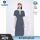 Navigare意大利小帆船條紋短袖連衣裙女夏季純棉顯瘦POLO裙百搭休閑長(cháng)裙 海軍藍/白 M 碼