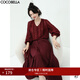COCOBELLA[安可拉紅]重工提花流蘇襯衫通勤雪紡衫LC516 酒紅色 S