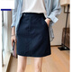 羅蒙韓版工裝短裙女夏薄款2026新款氣質(zhì)高腰顯瘦百搭包臀a字半身裙子 藏青色 M 推薦95斤-105斤