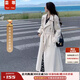蕓蕁風(fēng)衣女今年流行中長(cháng)款英倫外套春秋白色小個(gè)子西裝大衣 白色 S 建議85-99斤穿