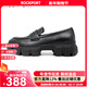 ROCKPORT樂(lè )步樂(lè )福真皮小皮鞋女春秋新款厚底增高英倫風(fēng)一腳蹬JK搭配跳舞鞋 黑色 38
