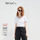 MO&Co.春夏U領(lǐng)短袖T恤LOGO膠章簡(jiǎn)約修身內搭外穿摩安珂 漂白色 建議和客服確認尺碼哦 S 160 建議和客服確認尺碼哦