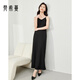 梵希蔓法式松弛感吊帶連衣裙女2026年春裝新款內搭打底灰色長(cháng)裙子 M6187 黑色 M