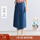 茵曼（INMAN）純棉復古開(kāi)叉牛仔裙女2025夏季高腰顯瘦百搭繡花A字半身裙子 牛仔藍 M