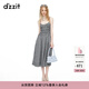 DZZIT地素連衣裙夏季黑白格紋設計摩登裙子女 黑色 S