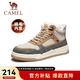 駱駝（CAMEL）官方店會(huì )員 秋冬季男鞋高幫板鞋子保暖加絨棉鞋 GE122W7691M 沙灰(絨毛) 41