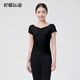 檸檬運動(dòng)短袖舞蹈服女舞蹈修身上衣練功服訓練服女士圓領(lǐng)t恤跳舞服成人 黑色 175 （建議身高170-175cm）