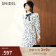 SNIDEL秋冬甜美優(yōu)雅荷葉邊泡泡袖翻領(lǐng)帶領(lǐng)結印花連衣裙SWFO235069 白色 S （0）