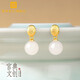 宮典和田玉耳飾女純銀玉石耳墜秋冬耳釘新中式送媽媽耳環(huán)生日禮物新年