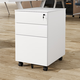 妍苒活動(dòng)柜鋼制鐵皮柜辦公柜文件柜矮柜三抽屜儲物柜桌下柜帶鎖小柜子 白色三抽側拉
