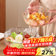 格娜斯玻璃沙拉碗家用透明玻璃碗套裝日式創(chuàng  )意蔬菜水果盤(pán)甜品碗三件套