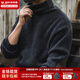 馬登工裝 美式復古純色保暖高領(lǐng)針織衫馬海毛毛衣秋季個(gè)性打底衫男 黑色 L