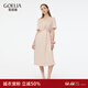 歌莉婭真絲連衣裙女夏2025新款桑蠶絲V領(lǐng)薄紗漂亮粉裙子1E4L4K980 02R珍珠粉 XS