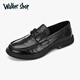 Walker Shop商務(wù)鞋男一腳蹬【甄選頭層牛皮】韓版百搭男士休閑皮鞋 黑色 40