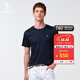 HAZZYS哈吉斯男裝 夏季純棉男士上衣凈色圓領(lǐng)短袖T恤男ASTZE0CBF61 藏青色NV L （175/96A 48）