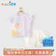 優(yōu)奇嬰兒衣服女寶寶夏季超薄無(wú)袖背心短褲套裝女童夏天薄款分體兩件套