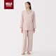 無(wú)印良品（MUJI）女式 無(wú)側縫雙層紗織 睡衣 家居服套裝  淺粉紅色6S L