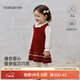 babylove女寶寶連衣裙秋冬羊毛針織拜年服洋氣圣誕裙子星空銹紅 星空銹紅 80