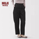 MUJI女式 木棉混 牛仔寬版錐形褲 女款褲子 25年冬季 女裝 黑色 M (160/66A)