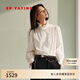 EP雅瑩2025秋裝新款女裝 復古通勤荷葉邊立領(lǐng)白色棉襯衫2230A 白色 M