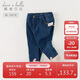 戴維貝拉兒童牛仔褲女冬裝女童加絨褲子女寶寶薄絨休閑褲外穿