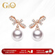 GiO珠寶 珍珠耳釘女Akoya海水蝴蝶結18K金送女友送老婆新年禮物