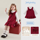 JELLYBABY【波點(diǎn)公主裙長(cháng)袖兩件套】26新品春款女童拜年T恤+背心裙中童