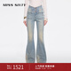 MISS SIXTY 進(jìn)口牛仔面料2025春季新款牛仔褲女V型腰微喇超模褲 中藍-短版 26