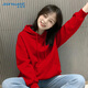 真維斯（Jeanswest）簡(jiǎn)約百搭純色連帽衛衣女冬季2026馬年本命年衣服加絨加厚紅色上衣