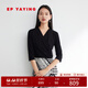 EP雅瑩[瘦瘦衫]V領(lǐng)修身顯瘦黑色內搭打底衫上衣女秋裝商場(chǎng)同款5599N 七分袖 M