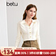 百圖betu女裝秋季新款毛針織衫亮絲領(lǐng)邊鏤空通勤針織衫女2408T08 白色 M