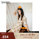 SNIDEL2025春夏優(yōu)雅復古翻領(lǐng)泡泡袖收腰印花連衣裙SWFO252043 黃色 M (1)