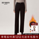 深呼吸DEEP BREATH女裝百搭中腰直筒加絨休閑牛仔長(cháng)褲女A100212 黑 XL (5碼)