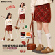 小豬彼特女童裙子冬季新中式套裝兒童馬年新款紅色連衣裙大童過(guò)年衣服12歲 4536紅色短裙 130 cm