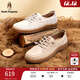暇步士（Hush Puppies）女士2025新款時(shí)尚休閑輕便女鞋真皮百搭舒適一腳蹬休閑鞋 米杏色 38