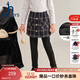 哈吉斯（HAZZYS）品牌童裝女童打底褲冬新品彈力保暖加厚一體絨裙式打底褲 鉆石黑 165
