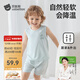 貝肽斯兒童睡衣男孩春季薄款優(yōu)可絲家居服套裝女寶寶背心睡衣 清新藍【自然清透 開(kāi)檔設計】 90 cm