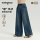 布丁哈魯女童加絨加厚彈力牛仔褲冬季新品中大童奧粒絨直筒褲兒童百搭褲子