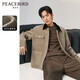 太平鳥(niǎo)男裝夾克時(shí)尚工裝毛呢外套冬休閑撞色呢茄克寬松 咖黃色 XXL 
