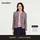 珂萊蒂爾【羊毛花呢】Koradior商場(chǎng)同款2025秋新款香風(fēng)粗花呢外套 灰紫紅色 2XL