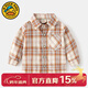 G.duck小黃鴨兒童格子襯衫韓版童裝男童長(cháng)袖襯衣時(shí)尚寶寶休閑上衣 暗橘格子 90 cm （建議身高80-85cm）