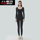 柏潮時(shí)尚連身褲運動(dòng)連衣褲長(cháng)袖瑜伽服連體衣女連體褲秋冬美式辣妹穿搭 黑色 【無(wú)胸墊】 S 【建議體重104-113】