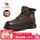 駱駝（CAMEL）王俊凱同款冬加絨戶(hù)外工裝馬丁大黃靴男 G15W136025R 咖啡色 42