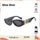 繆繆（MiuMiu）出游季墨鏡女時(shí)尚黑金logo板材貓眼太陽(yáng)眼鏡女生禮物SMU11W SMU11WS-1AB5SO（小臉推薦）