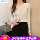 歐貝汐春秋新款洋氣修身長(cháng)袖內搭毛衣百搭低領(lǐng)打底針織衫女士 白色 均碼